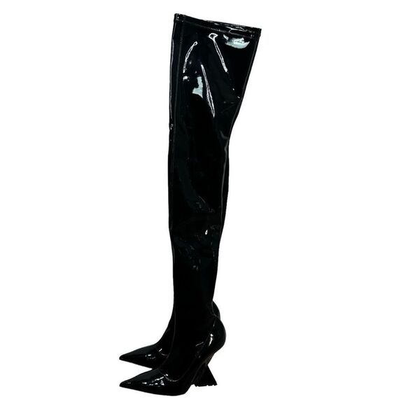 NEW The Attico Cheope Patent Leather Stretch Thigh Boots Size 5.5 - Picture 4 of 13